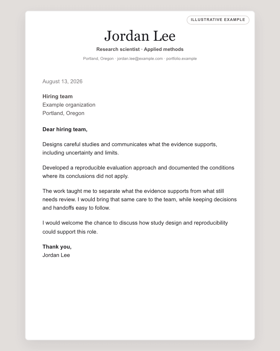 Perspective illustrative cover letter