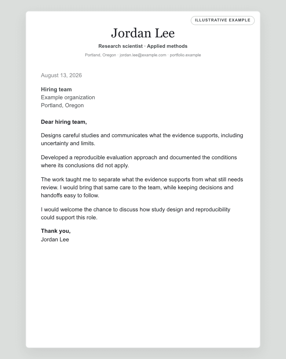 Research illustrative cover letter