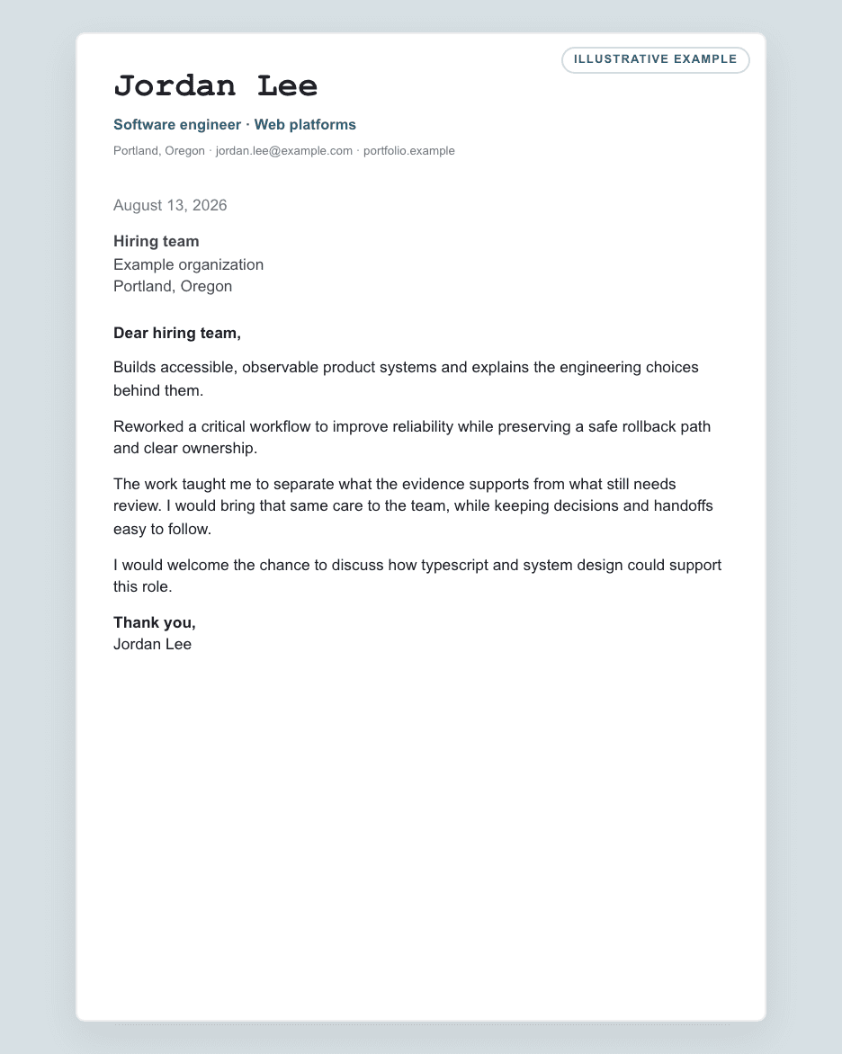 Technical context illustrative cover letter