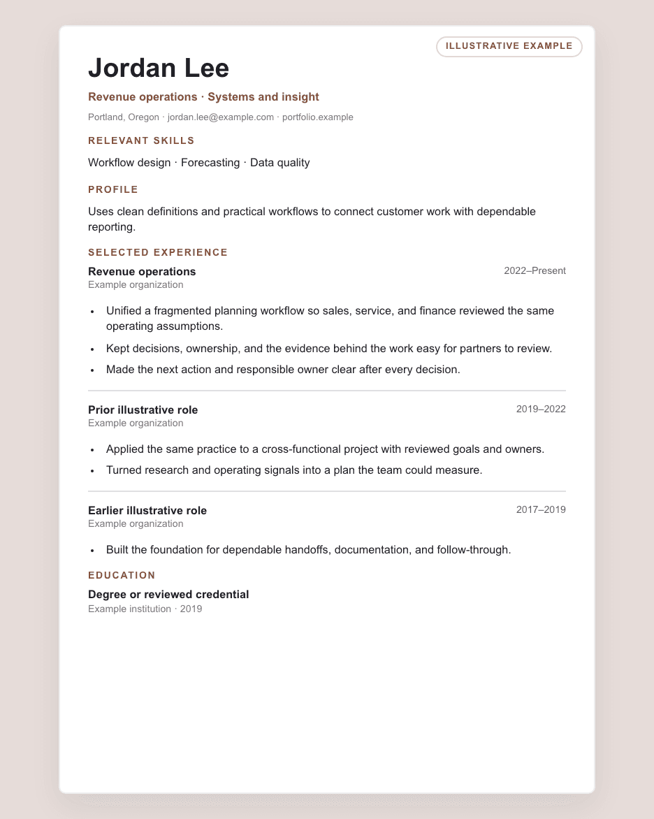 Baseline illustrative résumé