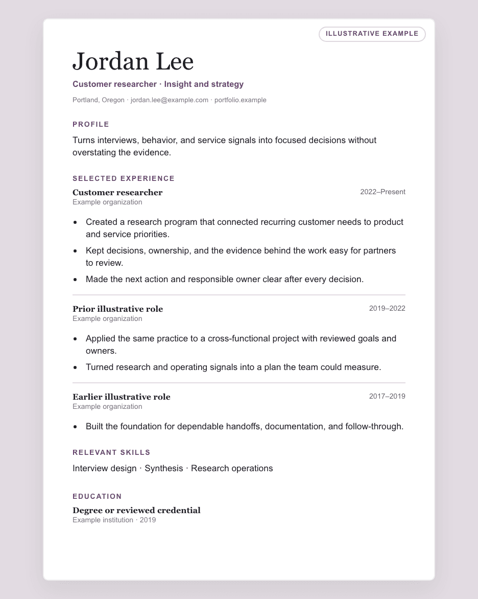 Fieldnote illustrative résumé