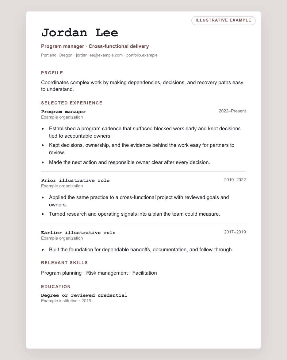 Handoff illustrative résumé