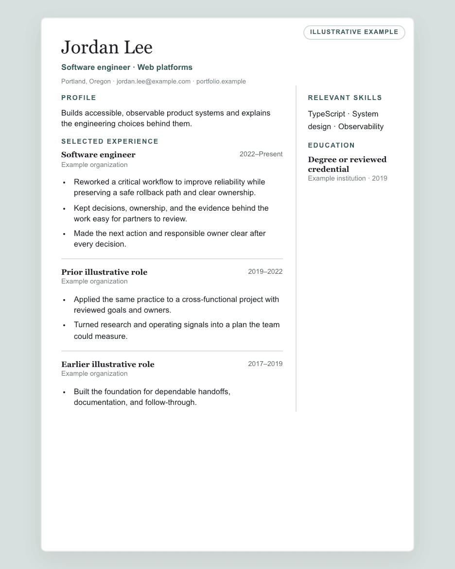 Index illustrative résumé