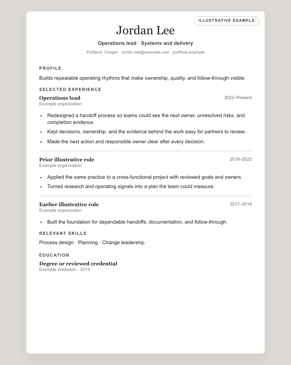 Ledger illustrative résumé