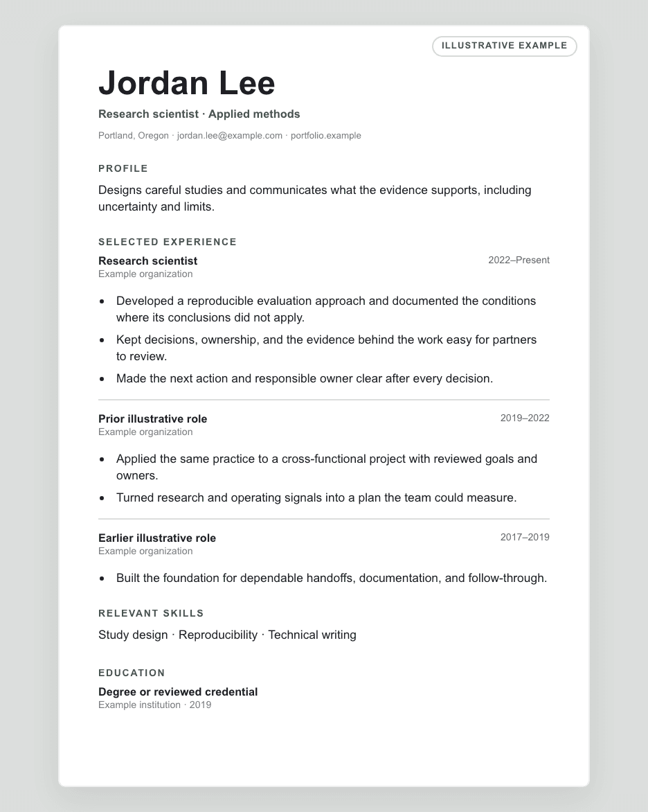 Northstar illustrative résumé