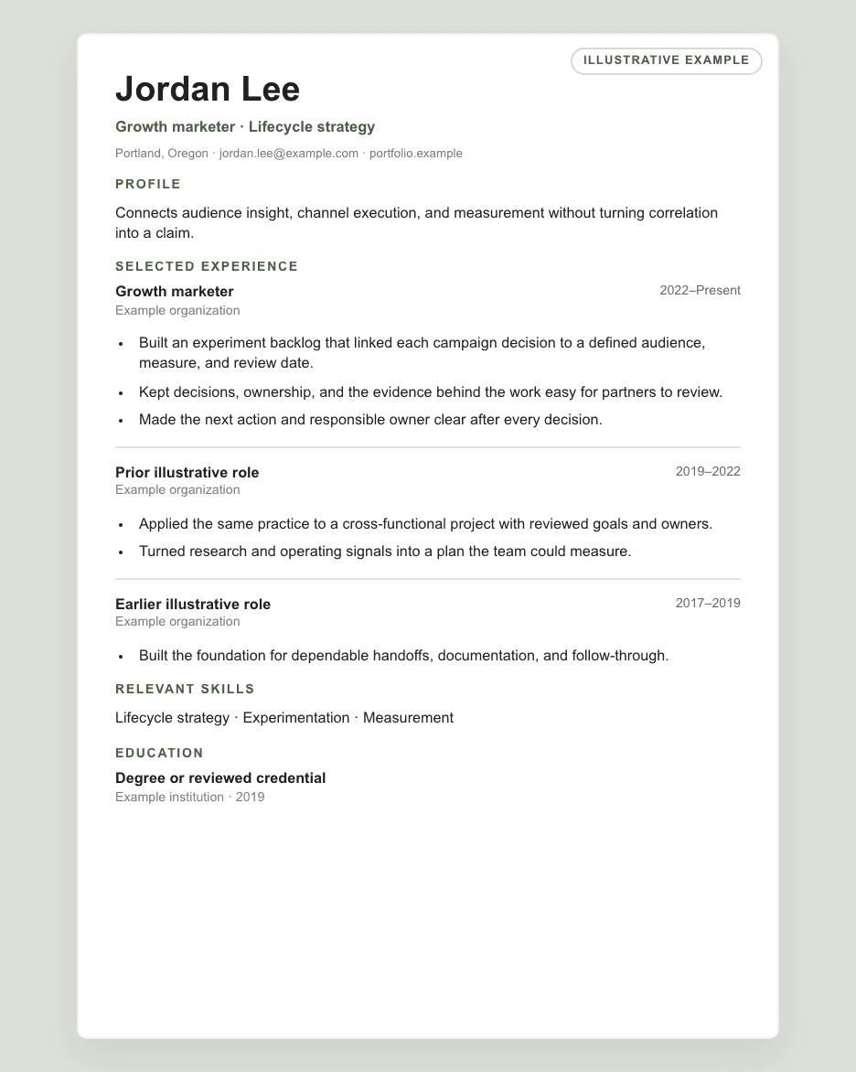 Proof illustrative résumé