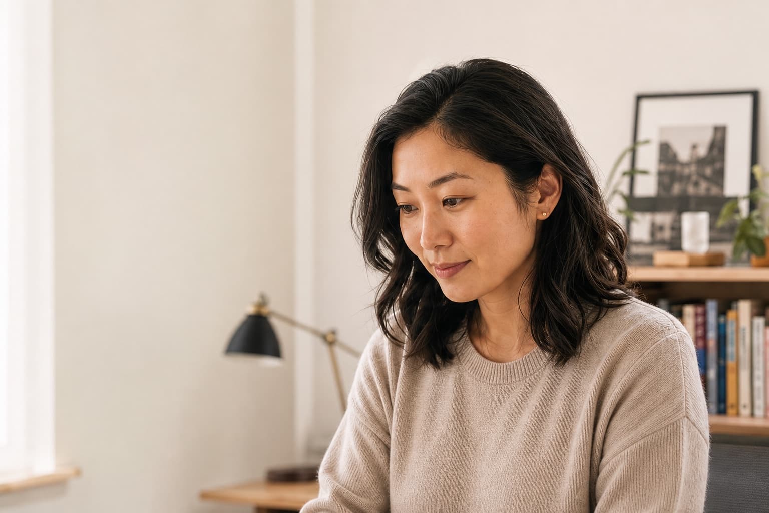 Staged scene of a person at work